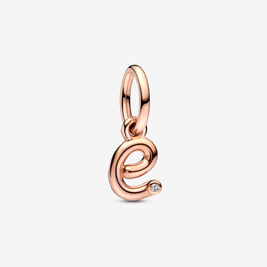 Charm pendente rose lettera E