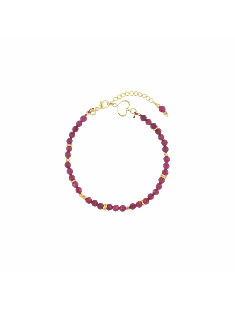 Bracciale Maman et Sophie con pietre rubino sfaccettato alternate ad elementi decorativi in argento.