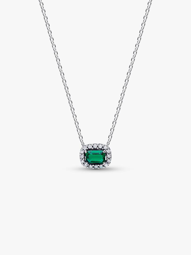 Collana Pandora Punto Luce Rettangolo Verde