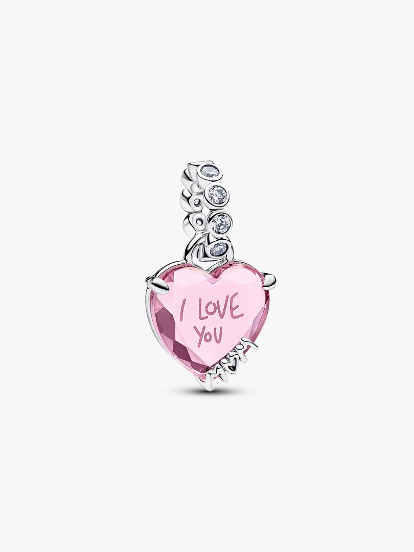 Charm Pandora Pendente Cuore Rosa Ti Voglio Bene Mamma