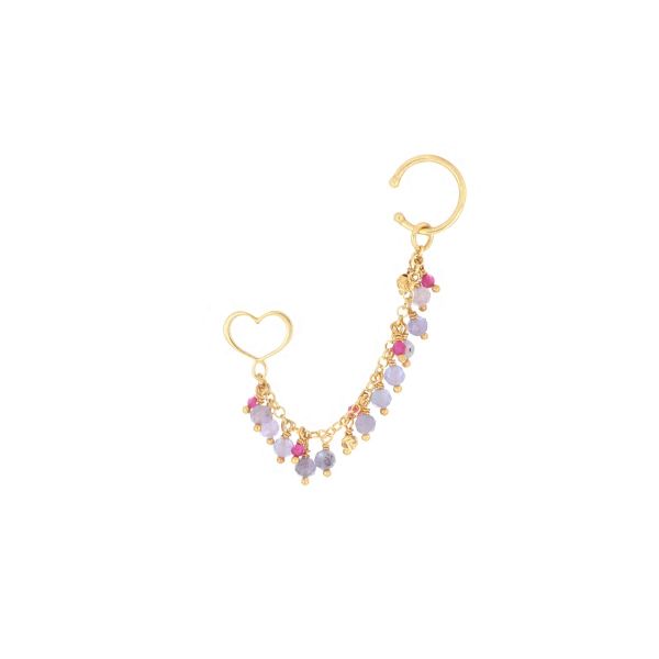 Orecchino Maman et Sophie earcuff frange tanzanite e rubellite - immagine 2