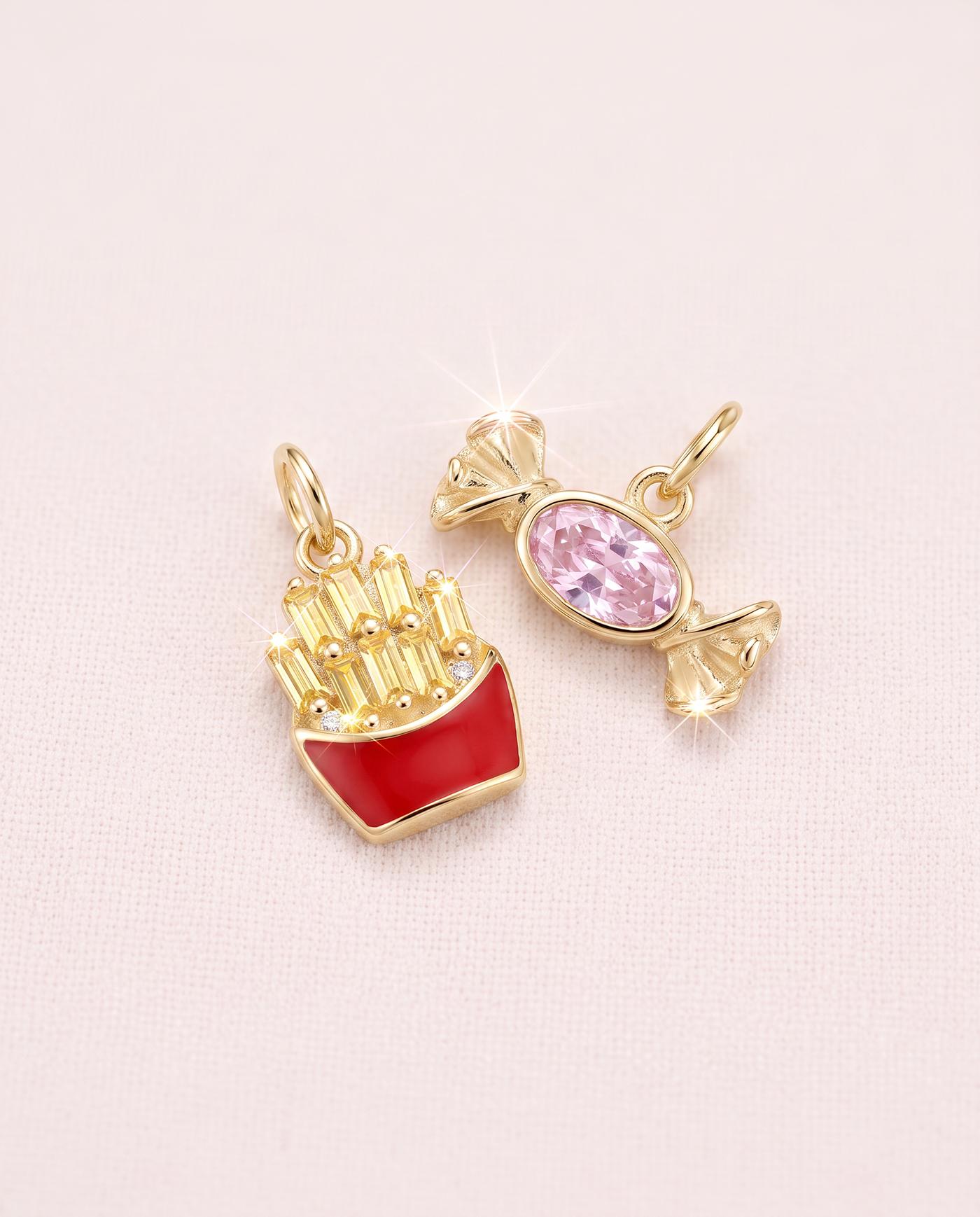 Charm Amabile French Fries placcato oro - immagine 3